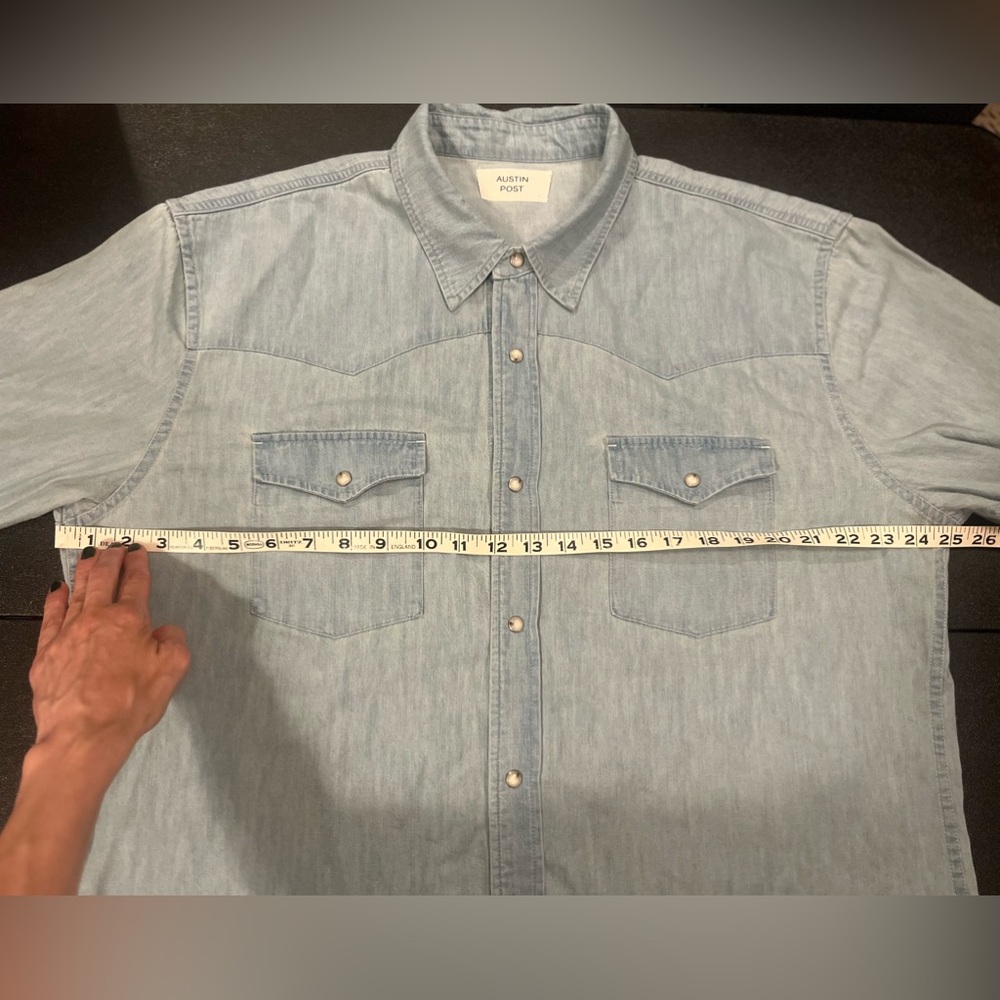 Austin Post Daybreak Denim Western Shirt Big Sky 100% Cotton Post Malone $198 - Picture 4 of 15